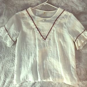 Casual Cute Summer White V Design Top